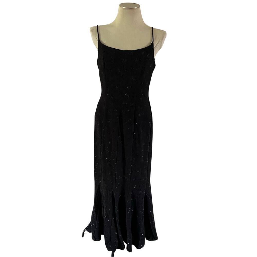 NWT Y2K 2000s Black Backless Shimmer Gown Sz 12 Whimsigoth Witchy Vintage Prom